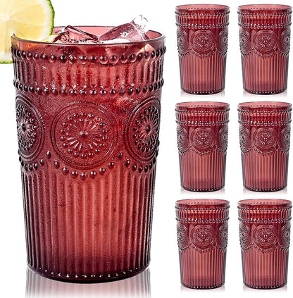 Ciaell 12 Pack Burgundy Plastic Water Glasses by Ciaell