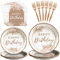 96Pcs Boho Birthday Party Decorations, Serves 24 | Boho Plates and Napkins by Grencian