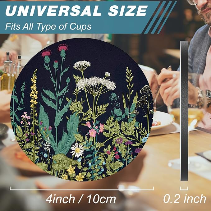 Coasters for Drinks, Kitchen Home Decor Housewarming Gift, Round 4 in - Image 3