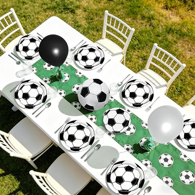 180Pcs Soccer Party Supplies Paper Plates and Napkins Serve 60 | Disposable - Image 5