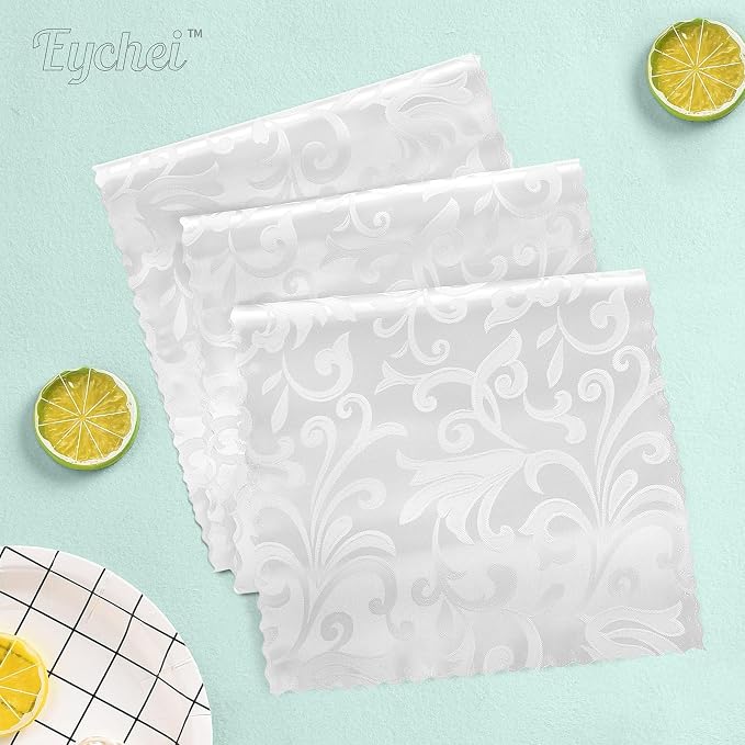 White Satin Table Runner 12 x 108 Inch, 6 Pack | Bright Smooth Damask, Silky - Image 2