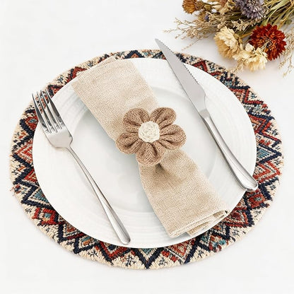Napkin Rings Set of 6 Handmade Rustic Napkin Rings Reusable Boho Napkin Ring - Image 2