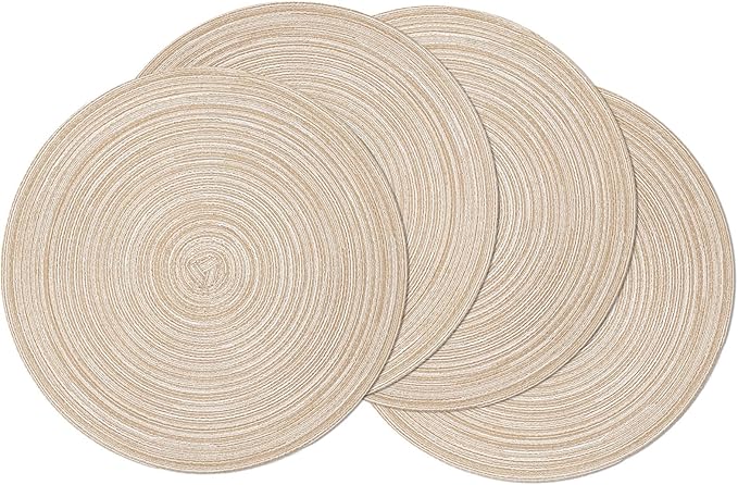 SHACOS Round Braided Placemats Set of 4 Washable Place Mats by SHACOS