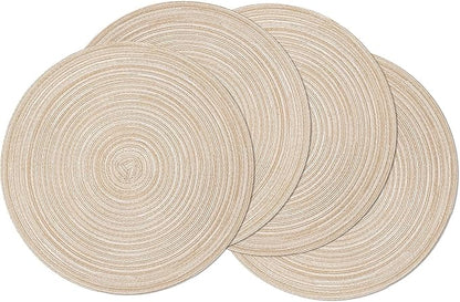SHACOS Round Braided Placemats Set of 4 Washable Place Mats by SHACOS