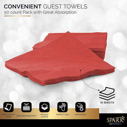 Big Party Pack 40 Count Red Dinner Napkins Tableware- Ideal for Wedding, Party, Birthday, Dinner, Lunch, Cocktails. (7” x 7”)