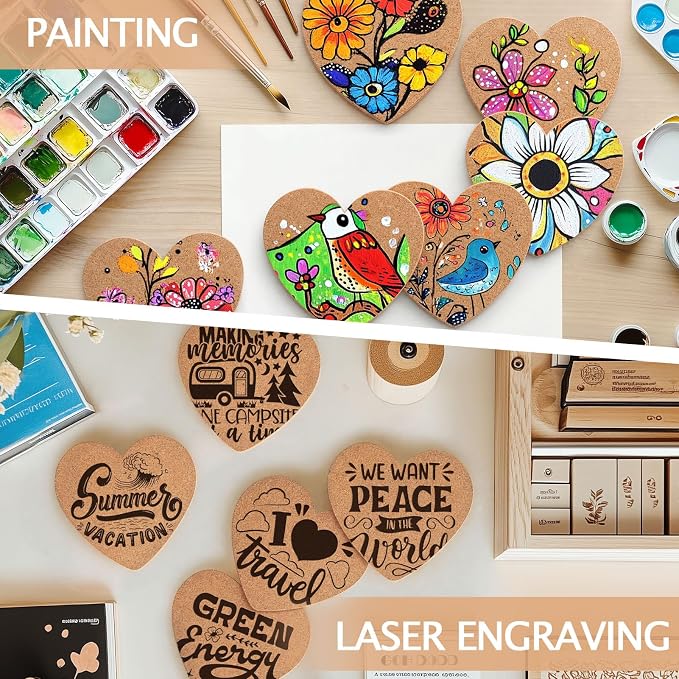 100 PCS Cork Coasters for Laser Engraving, Thick Absorbent Blank Coasters | 4 - Image 5