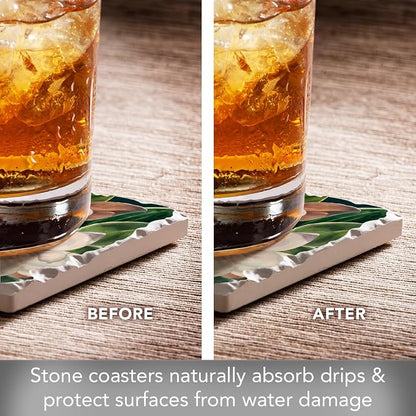 Thirstystone Magnolia Blossoms 4 Pack Tumbled Tile Stone Coasters | 4" Square - Image 3