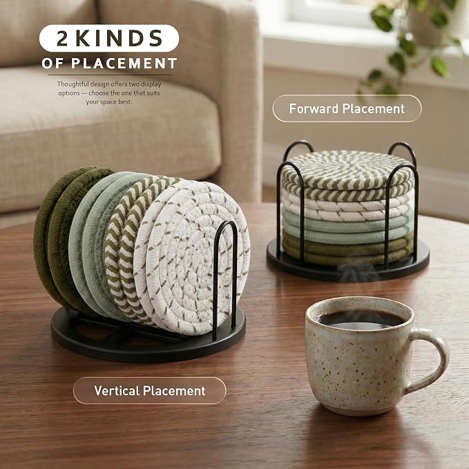 Lazebox Coasters Set of 8 for Drinks, 4 Inch Large Coasters for Coffee Table - Image 6