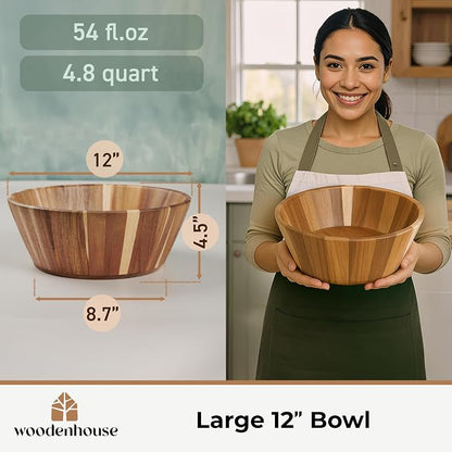 Wooden Salad Bowl, Durable & Stylish Natural Dining Accessory – Elegant Design - Image 4