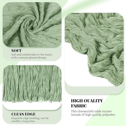6 Pack Sage Green Cheesecloth Table Runner, 17 x 108 Inch, Gauze Cheese Cloth - Image 4