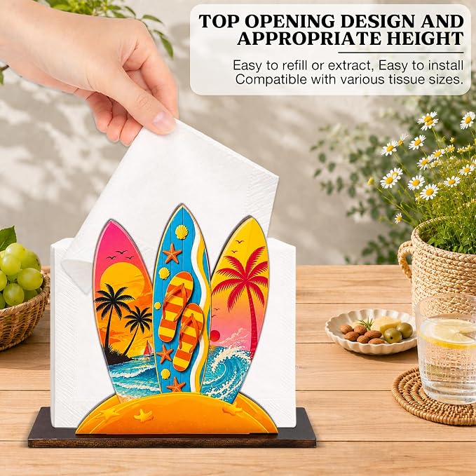 Surfboard Decor Wood Napkin Holder - Image 4
