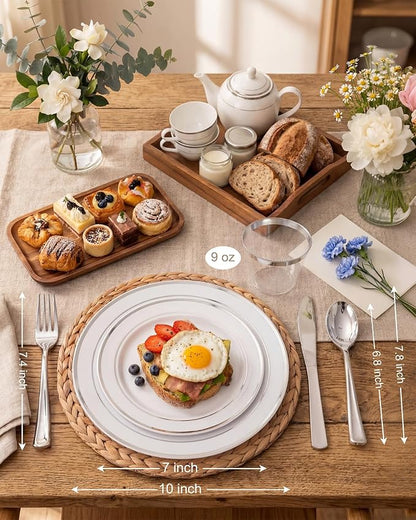 bUCLA 300PCS Silver Disposable Plastic Dinnerware Set - Image 2