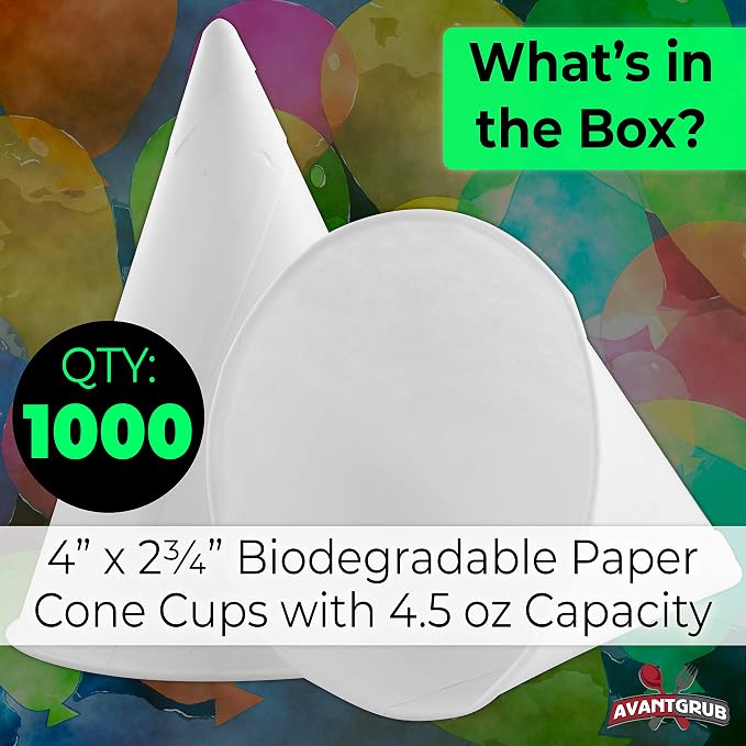 Eco-Friendly Small White Paper Cone Cups 1000 Pk. Wax Free Dispenser Cups - Image 2