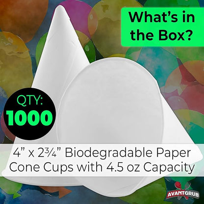 Eco-Friendly Small White Paper Cone Cups 1000 Pk. Wax Free Dispenser Cups - Image 2