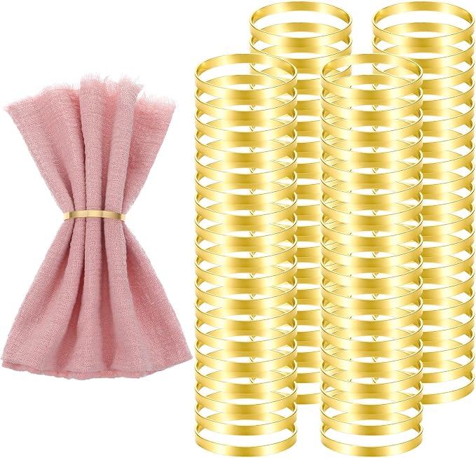 100 Pcs Gold Napkin Rings, Metal Napkin Ring Napkins Holders Buckles, Stylish - Image 5