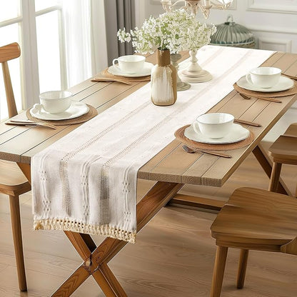 Table Runner, Boho Table Runner Cotton Linen Table Decorations, Farmhouse Table - Image 5