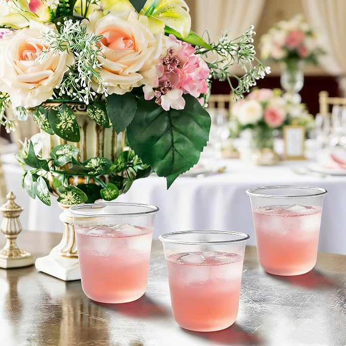 100 x Round Bottom Clear Plastic Cups 12 oz | Disposable Cocktail Cups - Image 8