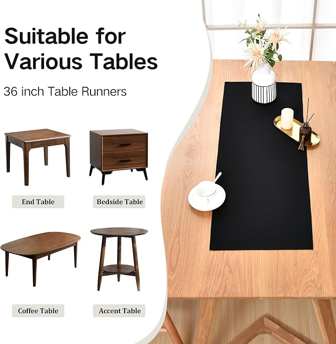 Farmhouse Black Table Runner Small Short Table Runners 36 Inches Coffee Table - Image 5