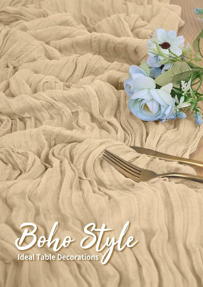 Pesonlook Cheesecloth Table Runner Beige, 10 Pack 17.7x108 inch, Long | Rustic - Image 5