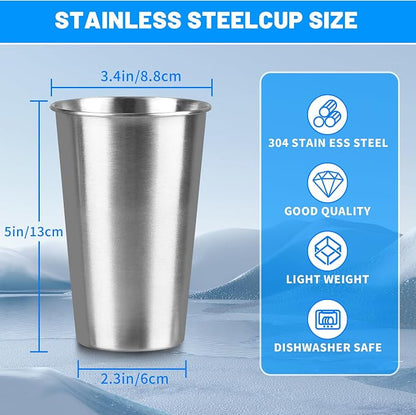 210Pack 16 oz Stainless Steel Pint Cups, Stainless Steel Cup, Pint Cup - Image 2
