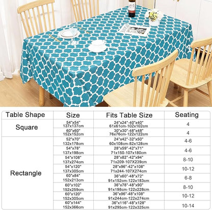 Smiry Rectangle Table Cloth Cover, Waterproof Vinyl Tablecloth with Flannel Backing for Rectangle Tables, Wipeable Spillproof Plastic Tablecloths for Dining, Camping, and Indoor (60"x102", Teal)