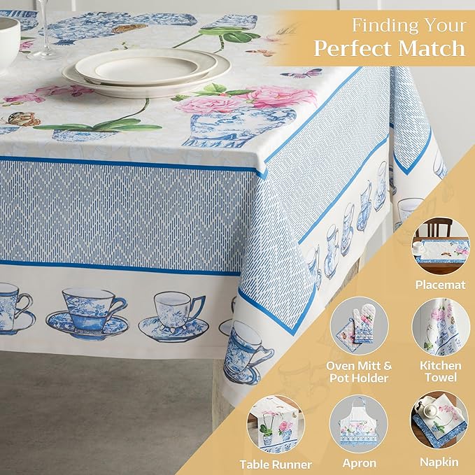 Maison d' Hermine Table Cloth Rectangle Table 100% Cotton 70 x 90 Inches Tablecloth Reusable Decorative for Dining Room Farmhouse Home Valentines Day Decorations Spring Summer - Canton