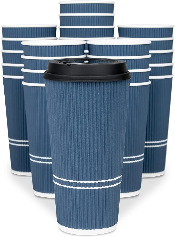 To Go Coffee Cups With Lids - 22 oz Disposable Coffee Cup With Lid. Large Togo by Glowcoast