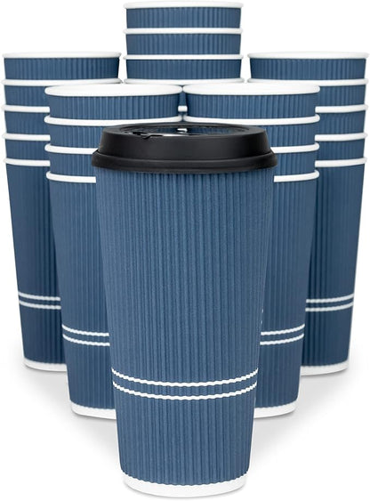 To Go Coffee Cups With Lids - 22 oz Disposable Coffee Cup With Lid. Large Togo by Glowcoast
