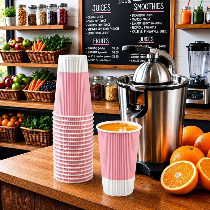 Restaurantware 16 Ounce Ripple Wall Disposable Coffee Cups, 500 Insulated Light - Image 4