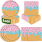 40 Pcs Ice Cream Plates and Napkins Party Supplies, Disposable Ice Cream Paper by ZJJZOAA