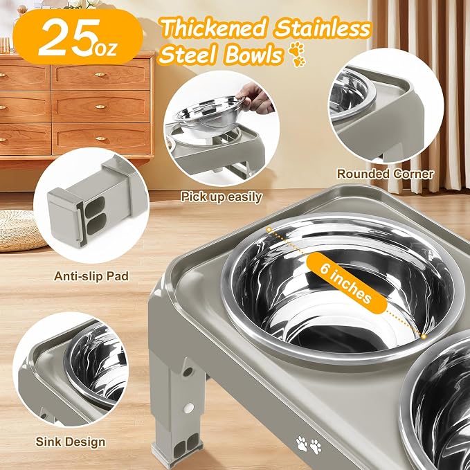 Elevated Dog Bowls for Small Dogs 3 Height Adjustable Raised Dog Bowl Stand - Image 4