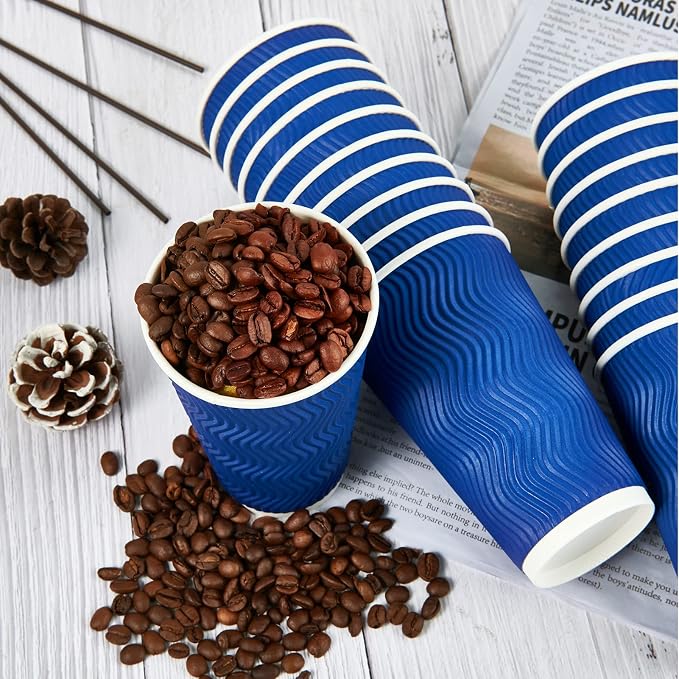 JollyPack Disposable Paper Coffee Cups, 16 oz, 120 Pack, Insulated Ripple Wall - Image 5