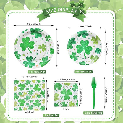 96 Pieces St. Patrick's Day Shamrock Tableware Party Supplies - Image 2