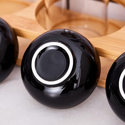 Ceramic Pinch Bowls,2.7 oz Mini Prep Dip Bowl Set,Small Dipping Salsa Charcuterie Soy Sauce Side Dish for Sushi,Set of 6(Black)