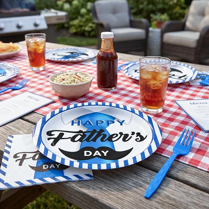 100 Pcs Disposable Father's Day Party Tableware Set - Image 3