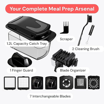 Fullstar The Original Pro Chopper - Vegetable Chopper and Spiralizer, Food Chopper with Container, Fruit Slicer, Kitchen Gadgets & Gifts, Home Essentials (7 in 1, Black)