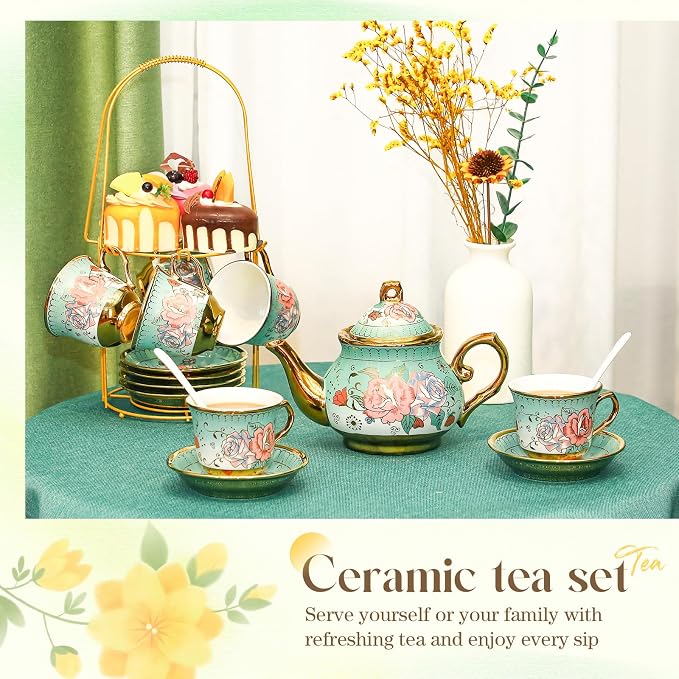 20 Pcs Porcelain Tea Set for Adults - Image 4