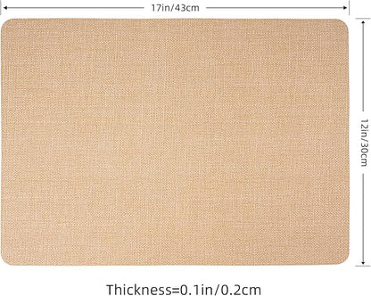 Heat Resistant Placemats Set of 6, 17x12in Waterproof Wipeable Faux Leather Non Slip Table Mats, Easy to Clean, Stain Resistant, for Kitchen Dining Room-– Warm Tan