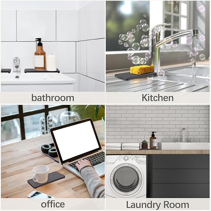 2 PCS Water Absorbent Diatomite Coasters (7.1" x 3.5"), Grooved Design, Water Absorbing Stone Used for Hand Soaps & Plants & toiletries in The Modern Home