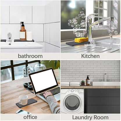 2 PCS Water Absorbent Diatomite Coasters (7.1" x 3.5"), Grooved Design, Water Absorbing Stone Used for Hand Soaps & Plants & toiletries in The Modern Home
