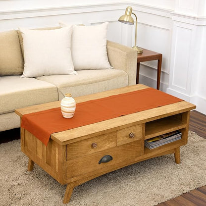 Solino Home Cotton Linen Dining Table Runner Cinnamon Hemstitch, 14 x 60 in | by SolinoHome