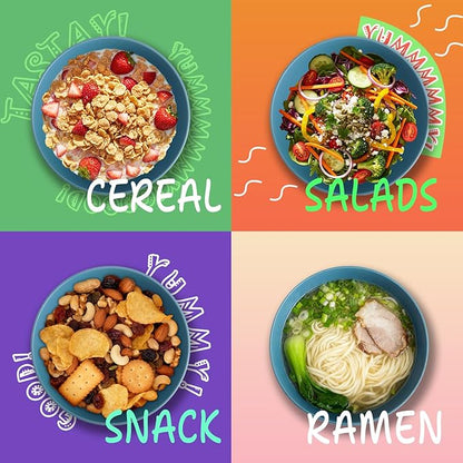 26 OZ Wheat Straw Bowls Set of 6, Reusable Plastic Kitchen Bowls, Unbreakable Bowls Set for Cereal, Salad, Snack, Soup, Ideal for Indoor & Outdoor, Microwave & Dishwasher Safe, Blue