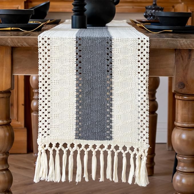 EMMTEEY Boho Table Runner with Tassels 72 Inches Long, Scratch & Heat Resistant - Image 5