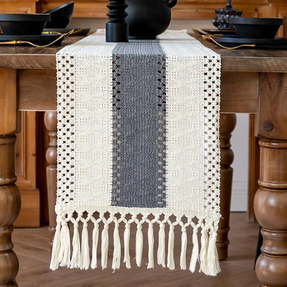 EMMTEEY Boho Table Runner with Tassels 36 Inches Long, Scratch & Heat Resistant - Image 5