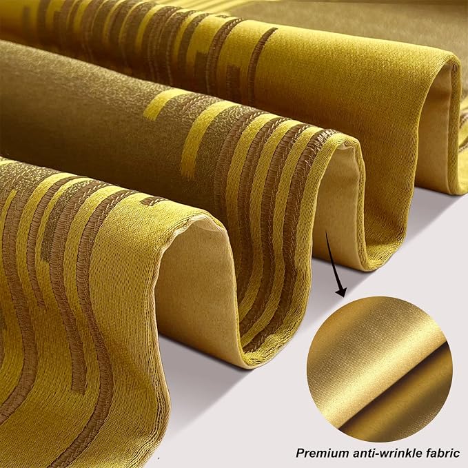 Luxury Modern Gold Table Runner, Abstract Geometric, Tassels | Table Runners 72 - Image 2