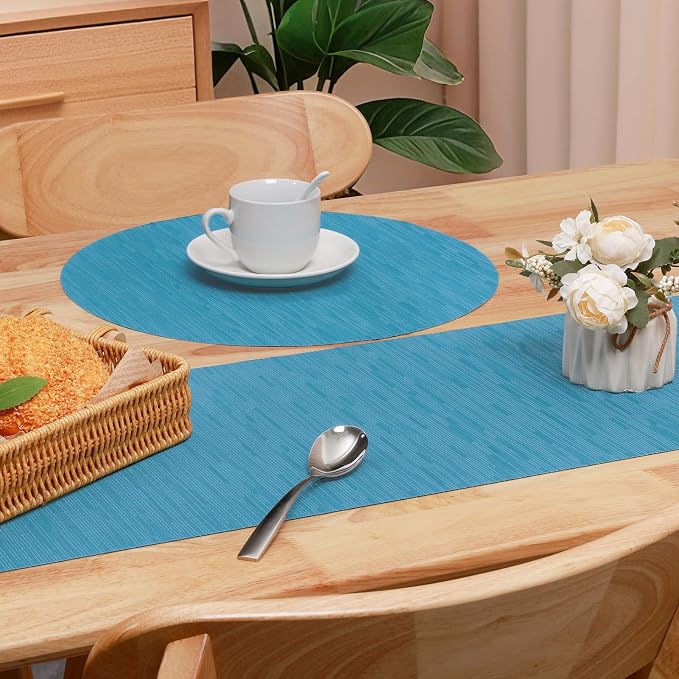 Table Runner 55 Inches Long, Vinyl Woven Heatproof Table Runners | Washable - Image 4