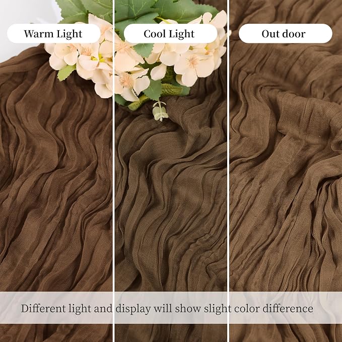 6 Pack Brown Cheesecloth Table Runner, 17 x 108 Inch, Gauze Cheese Cloth Table - Image 6