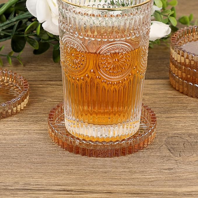 JUXYES Set of 8 Heat-Resistant Clear Glass Coaster - Image 4