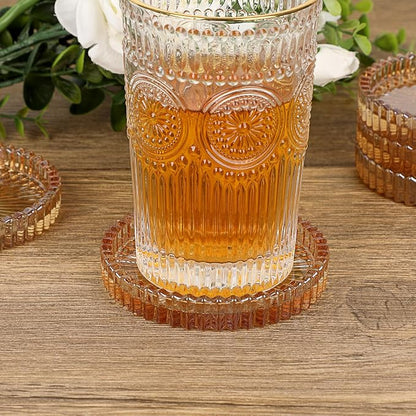 JUXYES Set of 8 Heat-Resistant Clear Glass Coaster - Image 4