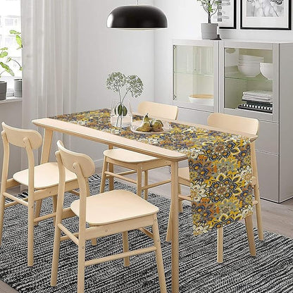 YCness Mandala Floral Table Runner, Retro Colorful Hippie Flowers Boho Table - Image 4